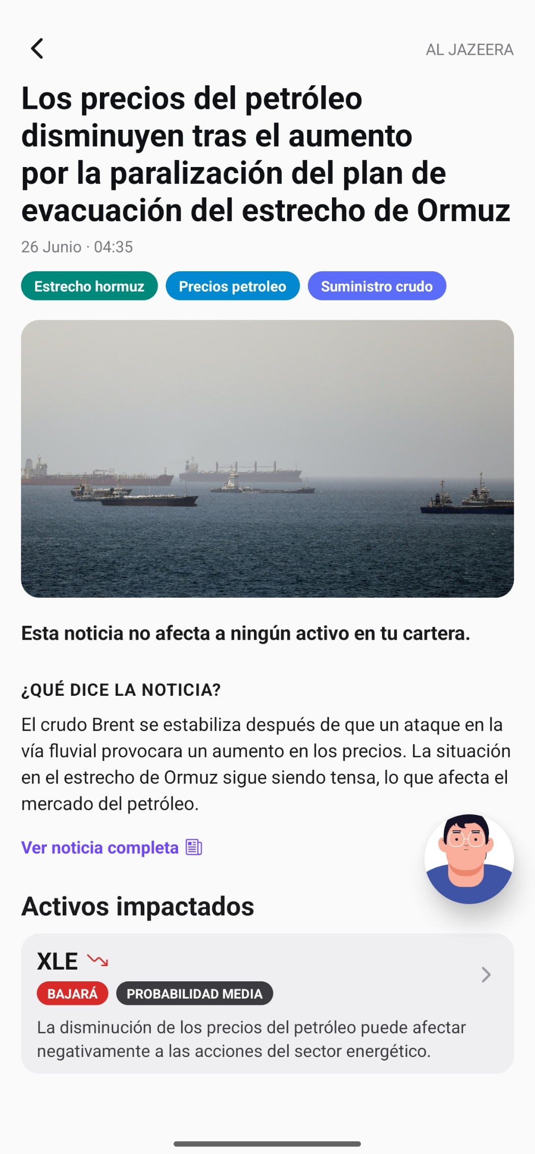 Noticia de mercado y su impacto en la cartera, explicado por Mony